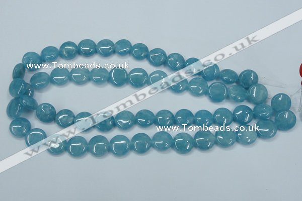 CEQ94 15.5 inches 14mm flat round blue sponge quartz beads