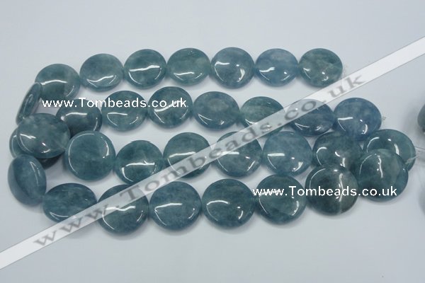 CEQ98 15.5 inches 25mm flat round blue sponge quartz beads