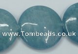 CEQ99 15.5 inches 30mm flat round blue sponge quartz beads