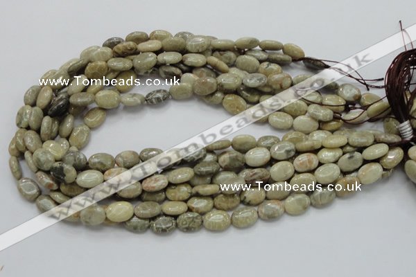 CFA09 15.5 inches 10*14mm oval chrysanthemum agate gemstone beads