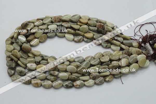 CFA20 15.5 inches 10*15mm twisted oval chrysanthemum agate beads