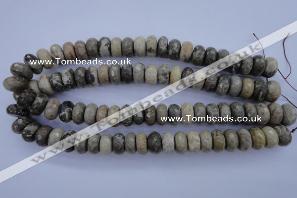 CFA213 15.5 inches 8*16mm faceted rondelle chrysanthemum agate beads