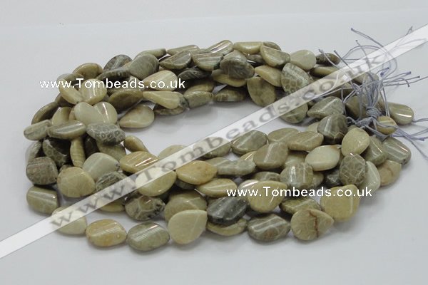 CFA23 15.5 inches 15*20mm twisted teardrop chrysanthemum agate beads