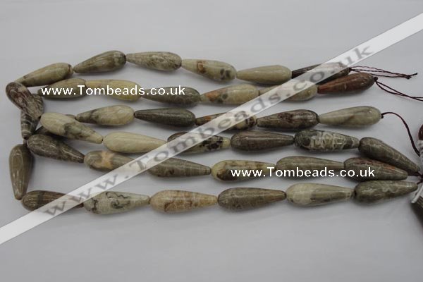 CFA232 15.5 inches 10*30mm teardrop chrysanthemum agate beads