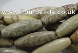 CFA24 15.5 inches 10*30mm rice chrysanthemum agate gemstone beads