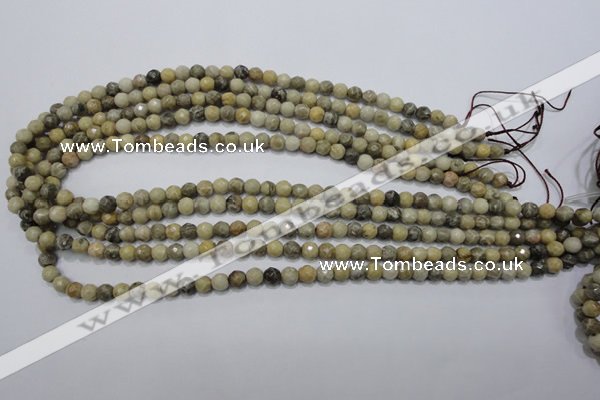 CFA28 15.5 inches 6mm faceted round chrysanthemum agate gemstone beads