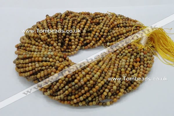 CFA30 15.5 inches 4mm round yellow chrysanthemum agate beads