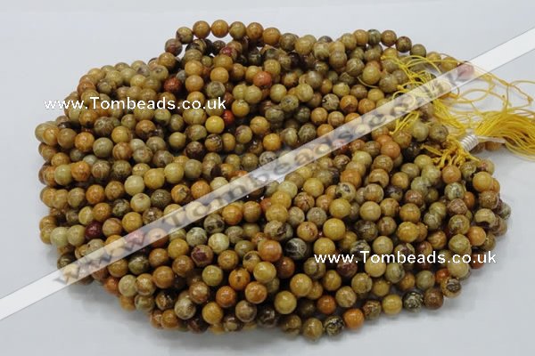 CFA32 15.5 inches 8mm round yellow chrysanthemum agate beads
