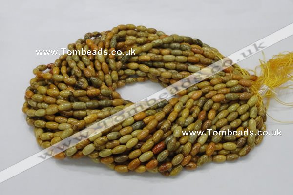 CFA35 15.5 inches 6*10mm rice yellow chrysanthemum agate beads