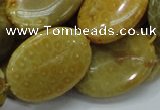 CFA49 15.5 inches 22*30mm oval yellow chrysanthemum agate beads