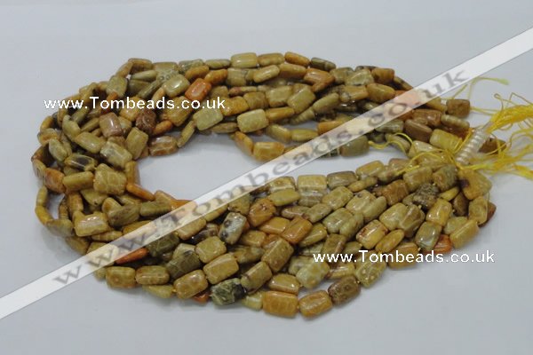 CFA51 15.5 inches 8*12mm rectangle yellow chrysanthemum agate beads