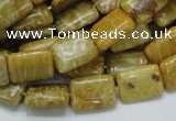 CFA52 15.5 inches 10*14mm rectangle yellow chrysanthemum agate beads