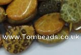 CFA57 18*25mm twisted & flat teardrop yellow chrysanthemum agate beads