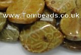 CFA58 22*30mm twisted & flat teardrop yellow chrysanthemum agate beads