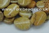 CFA59 15.5 inches 15*20mm twisted oval yellow chrysanthemum agate beads