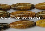 CFA62 15.5 inches 10*30mm rice yellow chrysanthemum agate beads