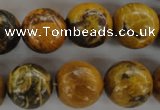 CFA63 15.5 inches 16mm round yellow chrysanthemum agate beads