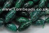 CFA69 15.5 inches 8*17mm rice green chrysanthemum agate beads