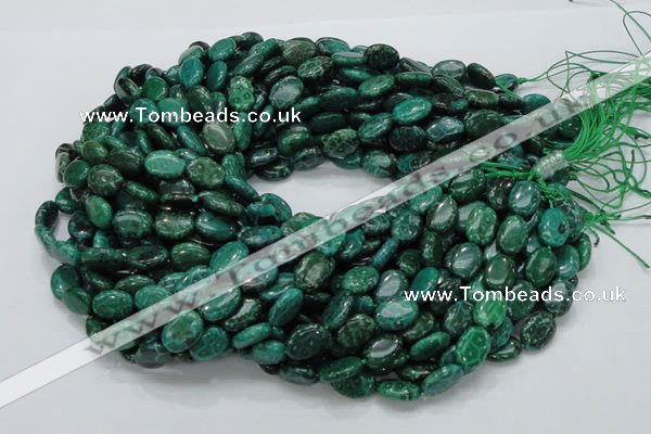 CFA70 15.5 inches 10*14mm oval green chrysanthemum agate beads