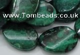 CFA73 15.5 inches 18*25mm twisted oval green chrysanthemum agate beads