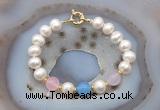 CFB1095 Hand-knotted 9mm - 10mm potato white freshwater pearl & colorful candy jade bracelet