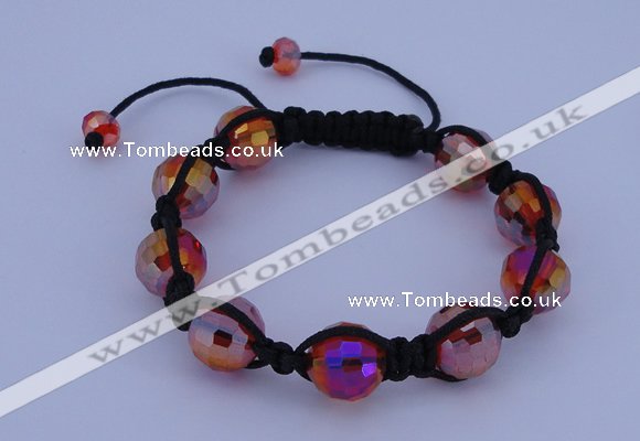 CFB521 12mm faceted round crystal beads adjustable bracelet wholesale