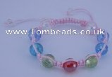 CFB530 12mm faceted round crystal beads adjustable bracelet wholesale