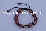 CFB551 12mm round agate with rhinestone beads adjustable bracelet