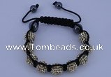 CFB555 10mm round rhinestone with hematite beads adjustable bracelet