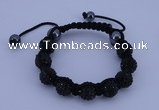 CFB556 10mm round rhinestone with hematite beads adjustable bracelet