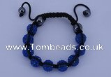 CFB558 10mm round rhinestone with hematite beads adjustable bracelet