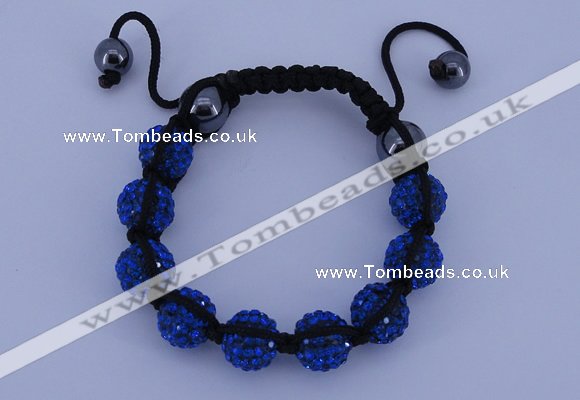 CFB558 10mm round rhinestone with hematite beads adjustable bracelet