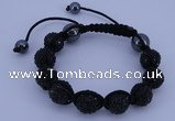 CFB561 12mm round rhinestone with hematite beads adjustable bracelet