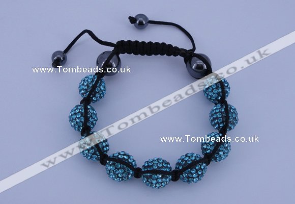 CFB565 12mm round rhinestone with hematite beads adjustable bracelet