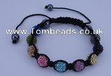 CFB571 10mm round rhinestone with hematite beads adjustable bracelet