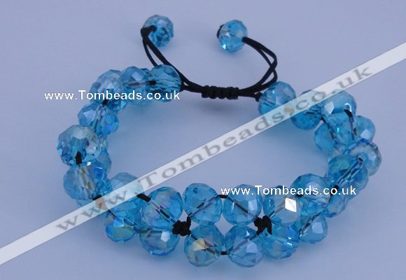 CFB582 8*10mm faceted rondelle crystal beads adjustable bracelet