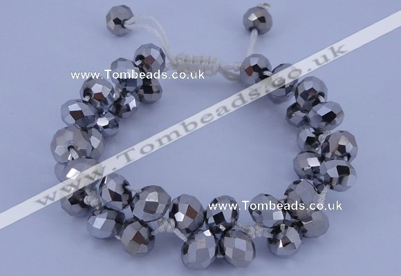 CFB585 8*10mm faceted rondelle crystal beads adjustable bracelet