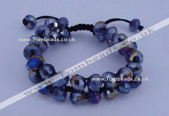 CFB586 8*10mm faceted rondelle crystal beads adjustable bracelet