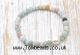 CFB706 faceted rondelle amazonite & potato white freshwater pearl stretchy bracelet