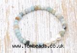 CFB707 faceted rondelle amazonite & potato white freshwater pearl stretchy bracelet