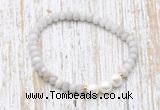 CFB722 faceted rondelle white crazy lace agate & potato white freshwater pearl stretchy bracelet