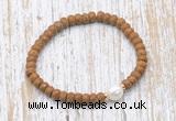 CFB739 faceted rondelle wooden jasper & potato white freshwater pearl stretchy bracelet