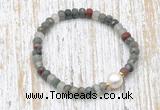 CFB745 faceted rondelle African bloodstone & potato white freshwater pearl stretchy bracelet