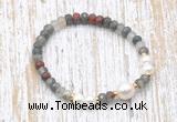 CFB747 faceted rondelle African bloodstone & potato white freshwater pearl stretchy bracelet