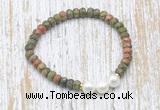 CFB758 faceted rondelle unakite & potato white freshwater pearl stretchy bracelet