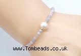 CFB808 4mm faceted round morganite & potato white freshwater pearl bracelet