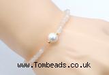 CFB821 4mm faceted round pink aventurine & potato white freshwater pearl bracelet