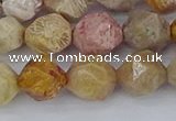 CFC238 15.5 inches 10mm faceted nuggets fossil coral beads