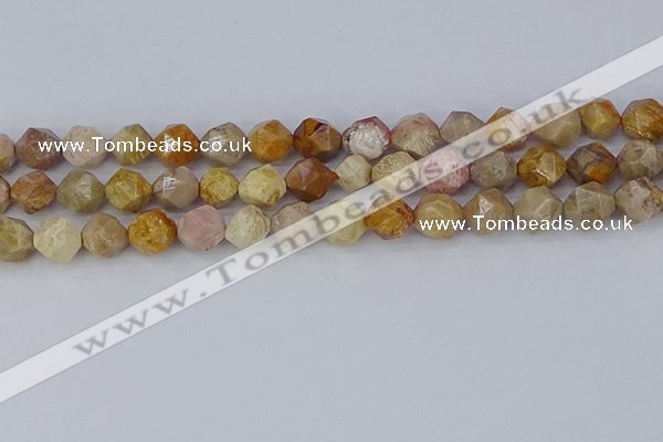 CFC238 15.5 inches 10mm faceted nuggets fossil coral beads