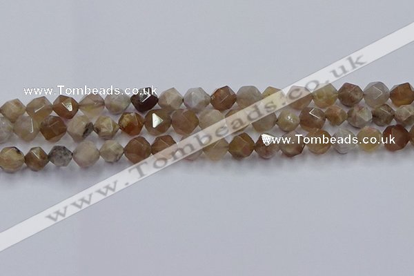 CFC301 15.5 inches 8mm faceted nuggets coral jade beads